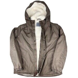 Women's Dunderdon Cozy Cottage Brown Sherpa Lined Coat Size XL Hooded Jacket